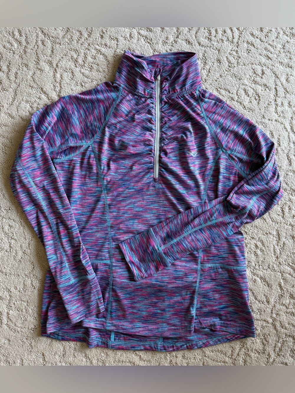 Pony Women's Large Pink, Blue & Purple Space-Dye Quarter-Zip Pullover